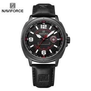 NAVIFORCE 8078 Men's High Quality Quartz Watches Color : Black Red