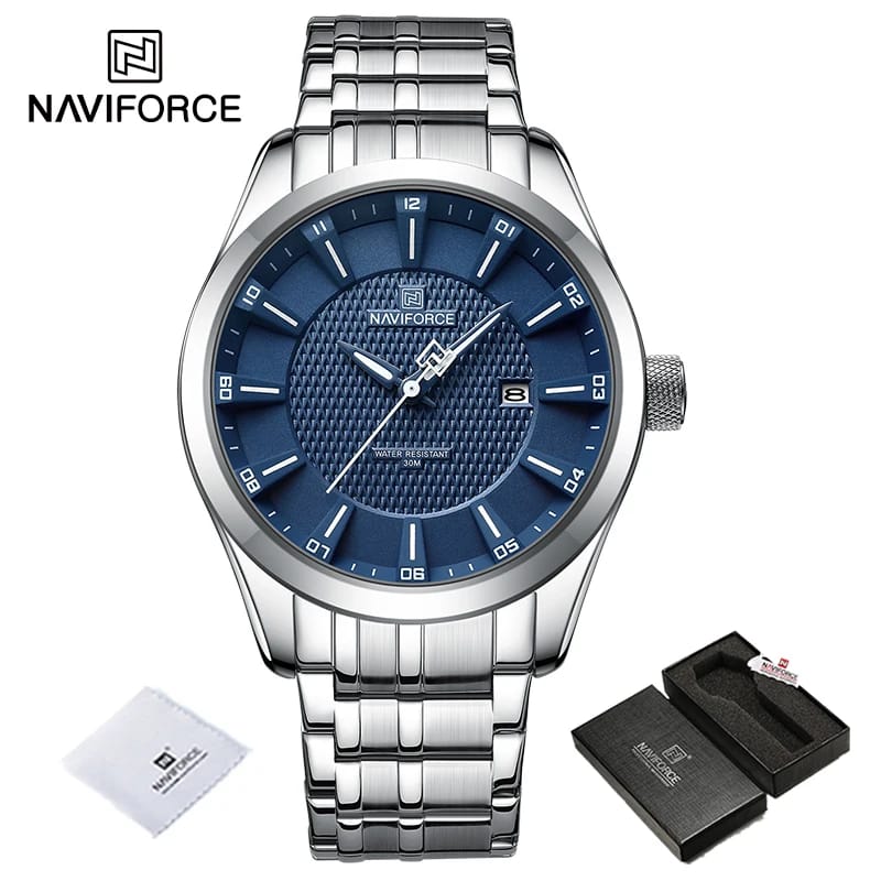 NAVIFORCE 8032 New Design Men Luxury Watch - Silver Blue